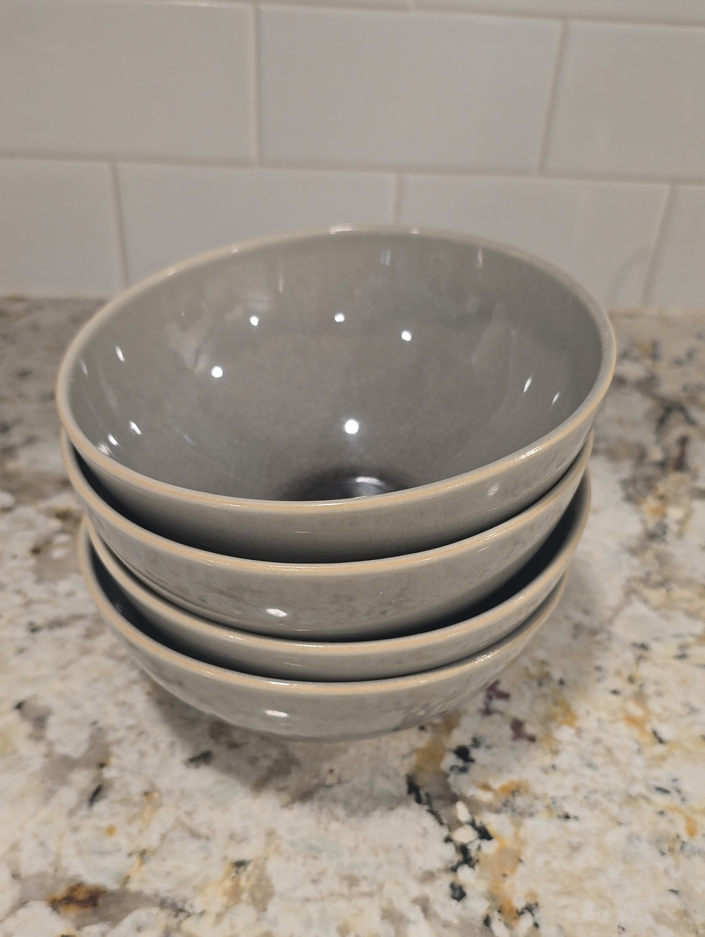 West Elm Alta Bowl Set Of 4, 6" The Pattern Is Crackle Made IN Portugal.
